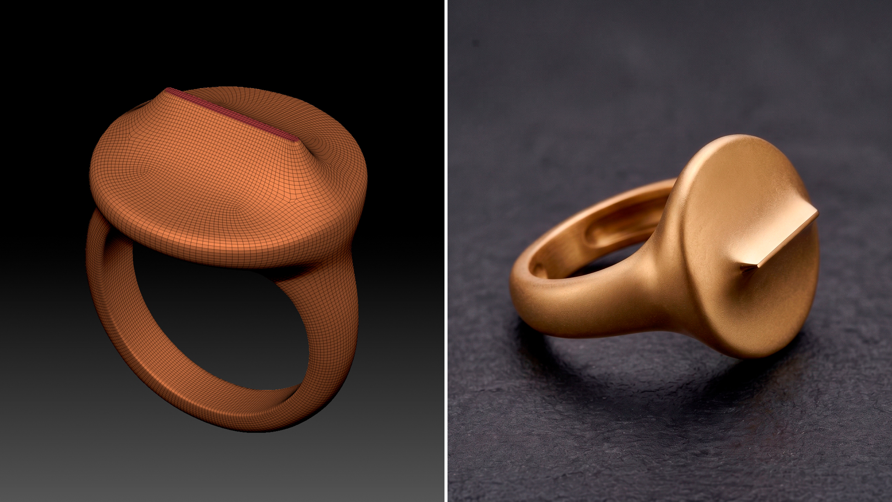 Flujo de trabajo CAD — modelo en ZBrush y pieza final fabricada, Studiojoia Pro